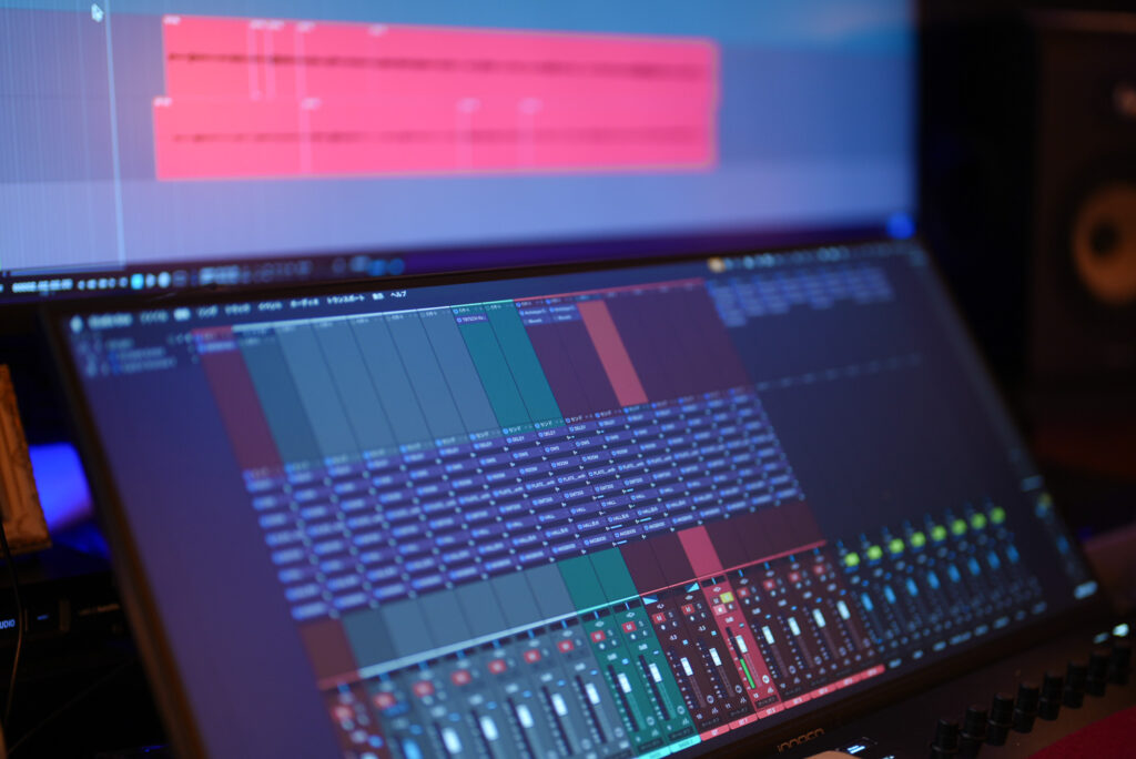 レッスンで録音、波形を確認、モニターの画像