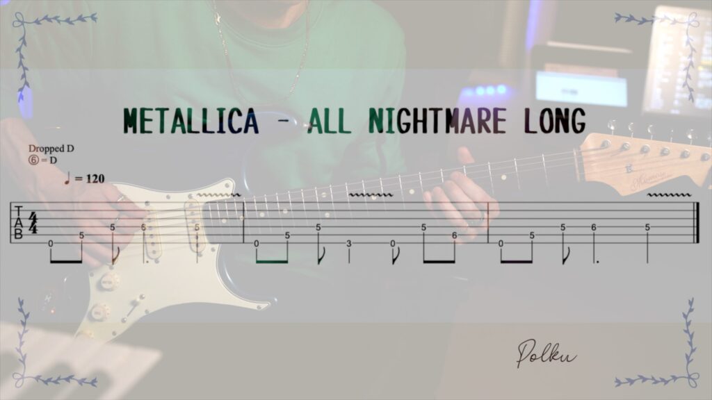 TAB譜と講師が演奏しているかっこいい画像