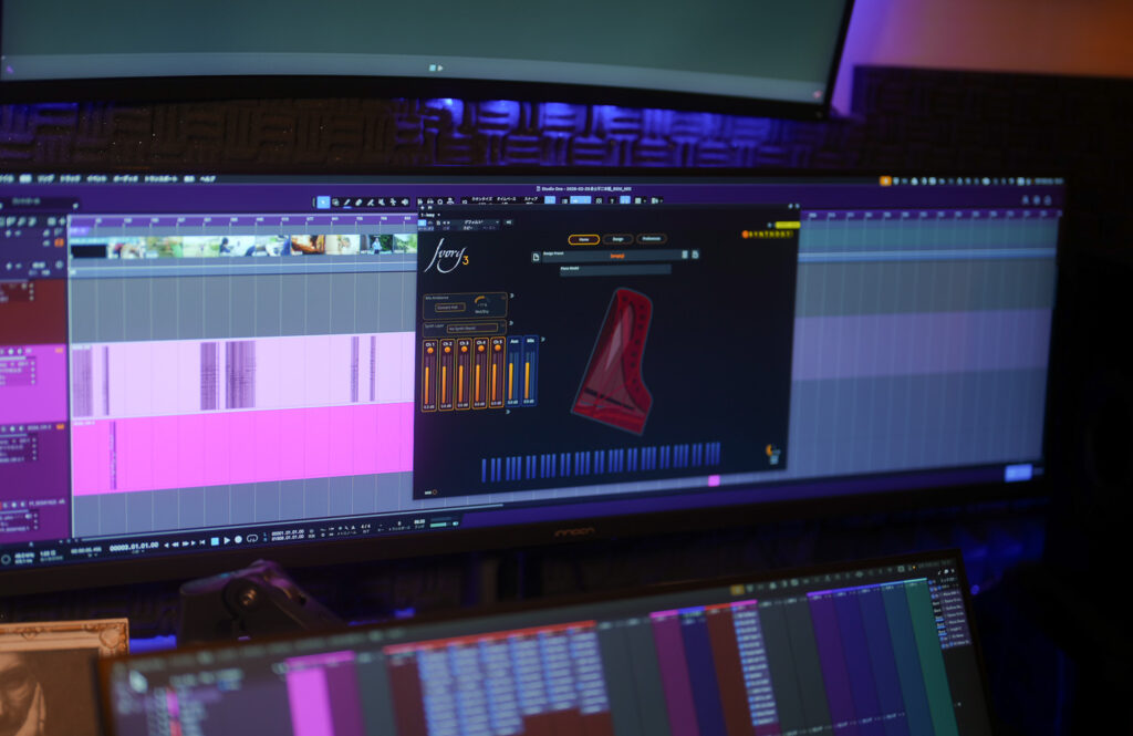 教室のモニター、DTM制作している画面